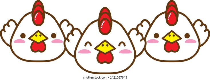 Image illustration of cute chicken (3 birds)