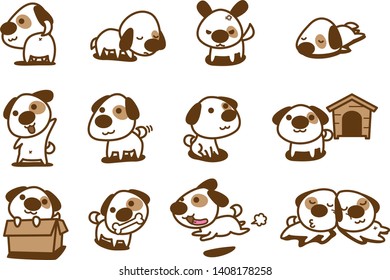 Image illustration of a cute dog. Variation set