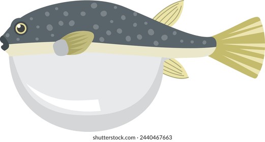 Image illustration of a cute inflated puffer fish svg