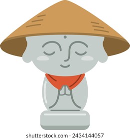 Image illustration of a cute Jizo statue wearing a hat