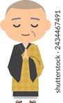 Image illustration of a cute monk clasping his hands together
