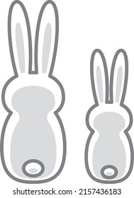 Ilustración de imagen de un padre lindo y conejo infantil en la parte posterior