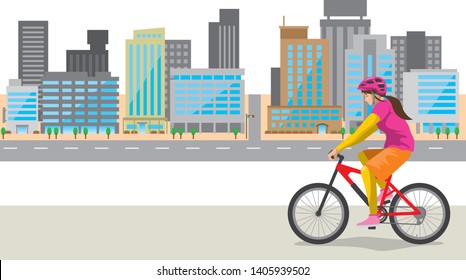 Image illustration to cycling in the city (female)