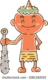 Image Illustration Of A Demon Standing With A Gold Rod