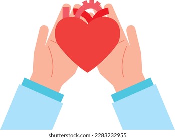Image illustration of a doctor's hand holding a heart-shaped heart