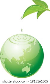 Image illustration of drops falling from leaves to the earth