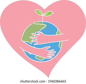 Image illustration of the earth gently embraced (heart)