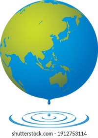 Image illustration of the earth and ripples (drops) Eco image