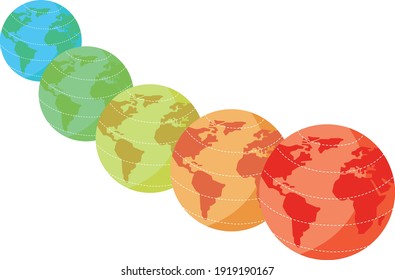 Imagen ilustrativa de la tierra donde la temperatura sube debido al calentamiento global