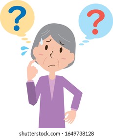 Image illustration of an elderly woman who can not remember with forgetfulness