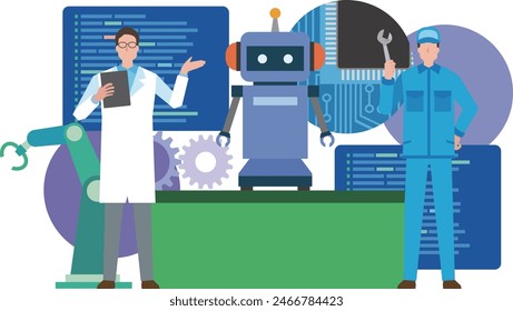 Image illustration of an engineer doing robot research