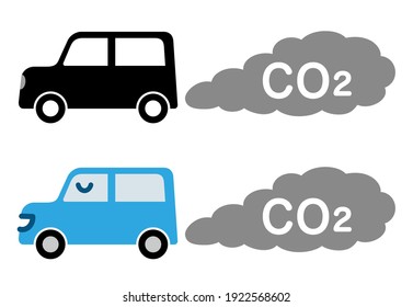 Image Illustration Of Environmental Problems Caused By CO2. (Automobile And Exhaust Gas)