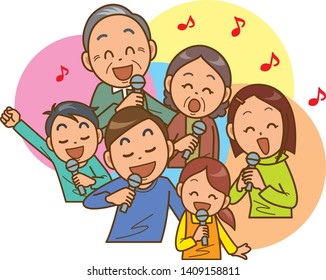 Image illustration of a family singing a song