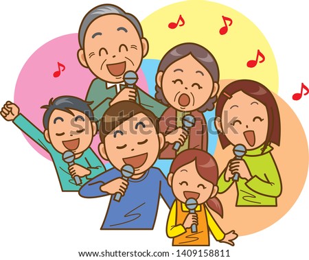 Image illustration of a family singing a song