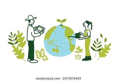 Imagen de ilustración de pareja de agricultores