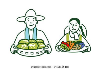 Image of illustration of farmer couple