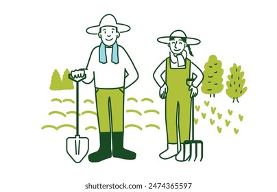 Image of illustration of farmer couple