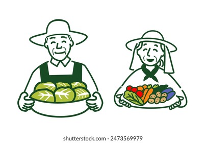 Image of illustration of farmer elderly couple