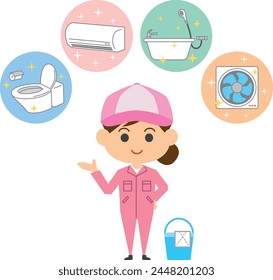 Image illustration of a female house cleaner