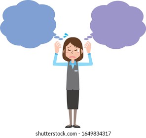 Image illustration of a female office worker who has trouble