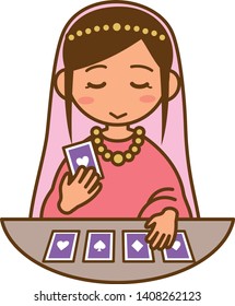 Image illustration of a female tarot fortune teller