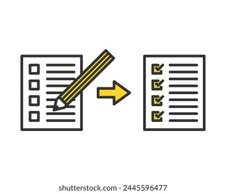 An image illustration of filling in the necessary information with a pencil.