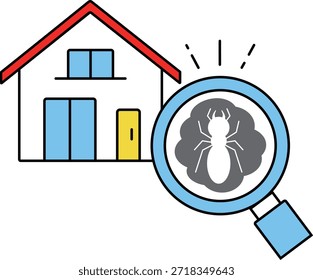 Imagen ilustración de encontrar termitas en una casa con una lupa