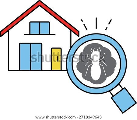 Image illustration of finding termites in a house with a magnifying glass