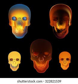 Image illustration fire skull on a black background