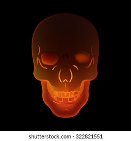 Image illustration fire skull on a black background