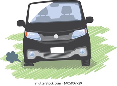 Image illustration of a flat black car seen from the front