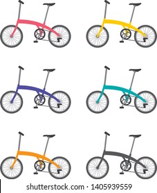 Image illustration of a folding bicycle. Color variations