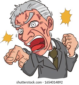 Image illustration of a furious senior male office worker