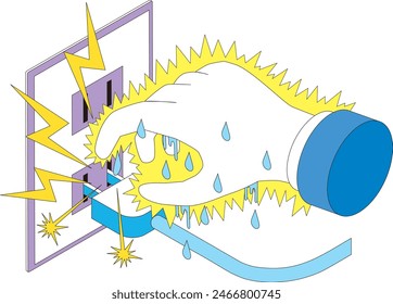 Image illustration of getting an electric shock from an electrical outlet