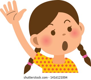 Image illustration of girl doing raising hand