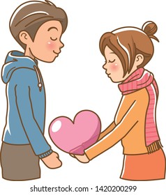 Image illustration of a girl giving a heart