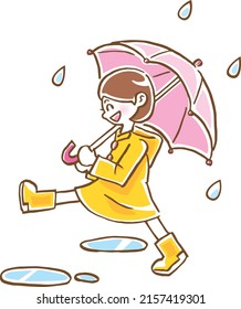 Image illustration of a girl walking with an umbrella