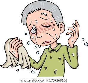 Image illustration of grandfather with heat stroke