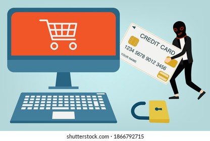 Image illustration of a hacker stealing credit card information by phishing