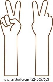 Image illustration of a hand doing a peace sign (both sides set)