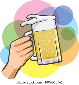Image illustration of a hand holding a beer mug