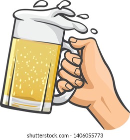 Image illustration of a hand holding a beer mug