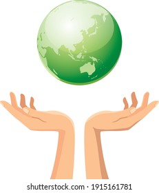 Image illustration of a hand holding the earth