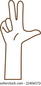 Image illustration of a hand with three fingers up