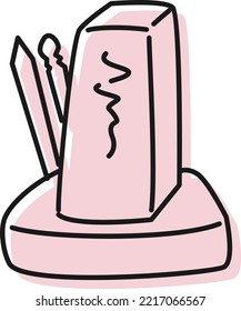 Image illustration of a handwritten style grave