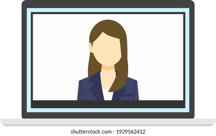Image illustration of having a web conference with a female employee, Laptop