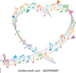 Image illustration of heart-shaped staff and musical notes