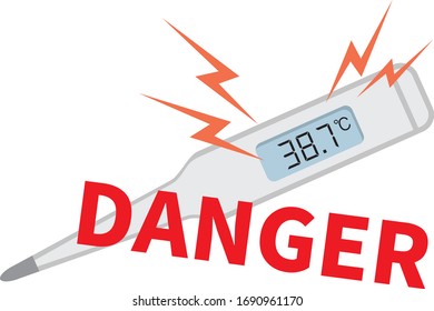 Image illustration of a high temperature thermometer (38.7 ° C)