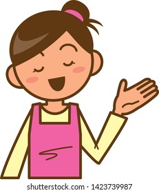 Image illustration of a housewife who is quietly giving a guide. (Upper body)