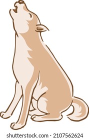 Image illustration of a howling dog (hand-painted)